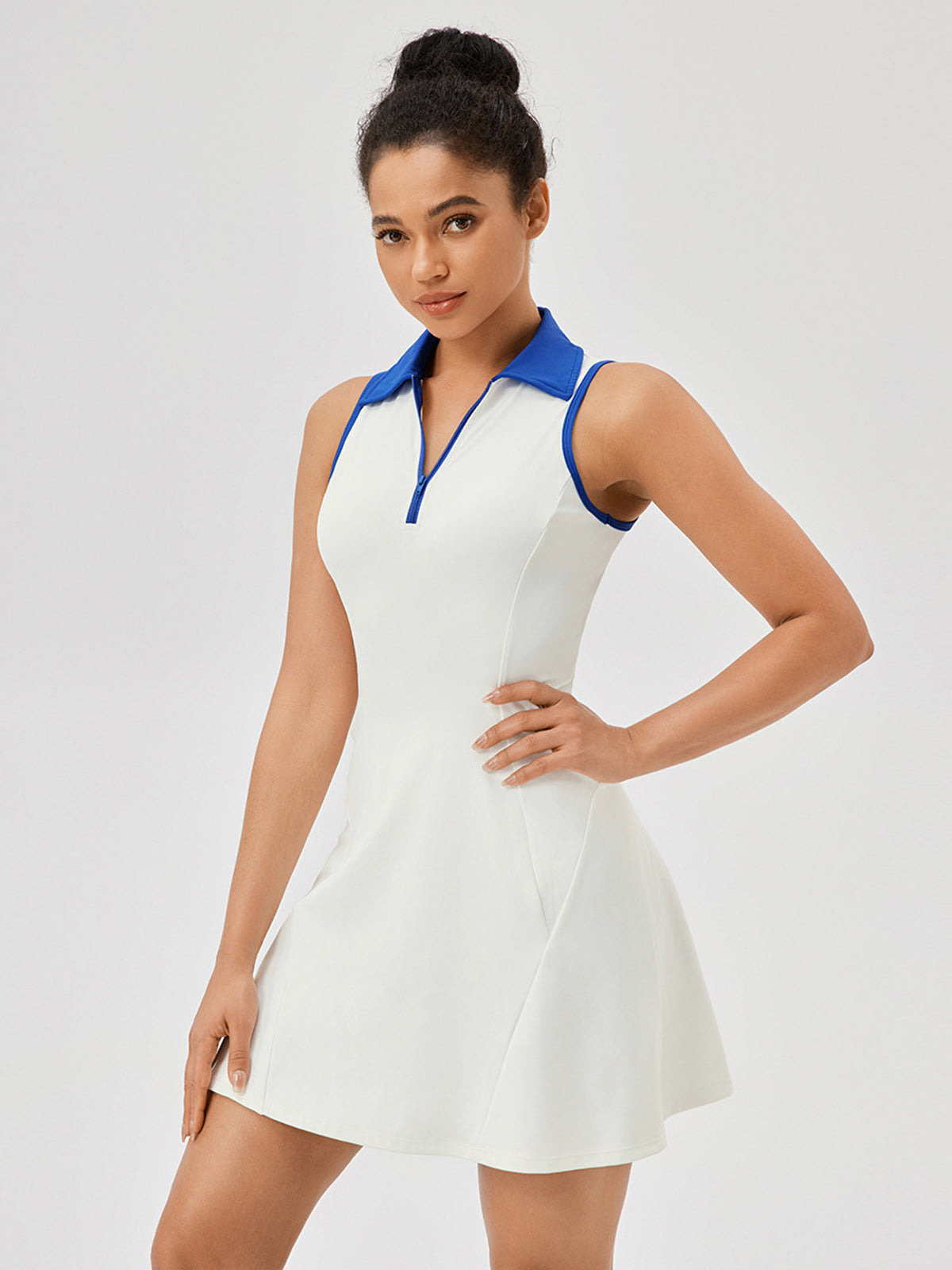 Lapel Piping Active Jersey Dress