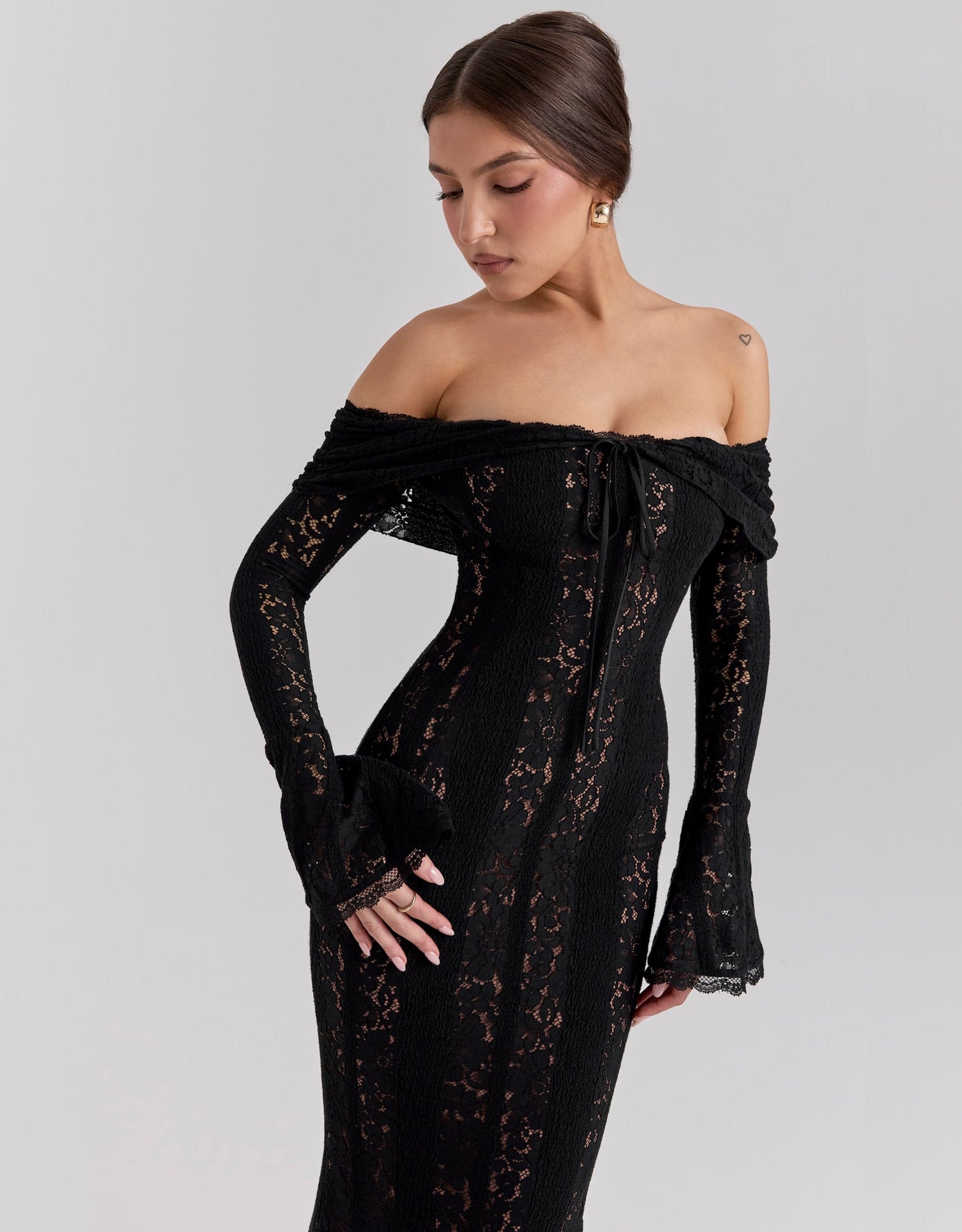 Isadora™ | Lace Off Shoulder Cutout Maxi Dress