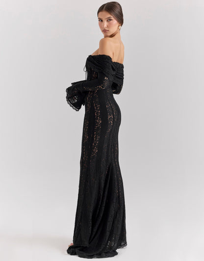 Isadora™ | Lace Off Shoulder Cutout Maxi Dress