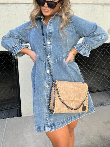 Maisie - Puff Sleeve Denim Dress